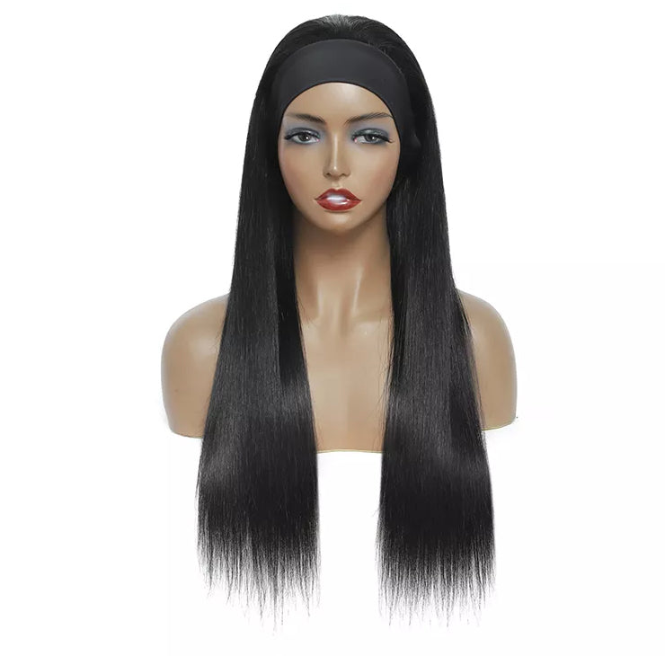 Human Hair Straight Head Band Wig