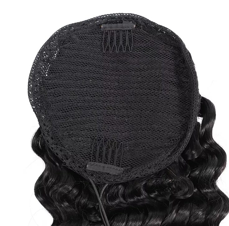 Human Hair Deep Wave Pony Tail