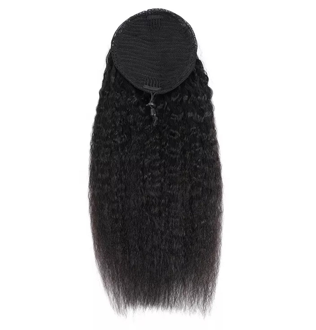Human Hair Kinky Straight Pony Tail