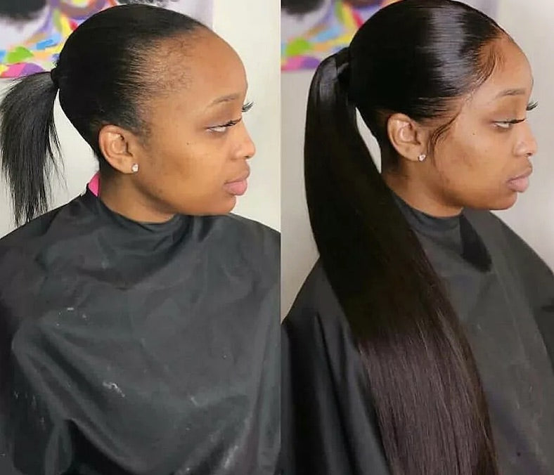 Human Hair Straight Pony Tail