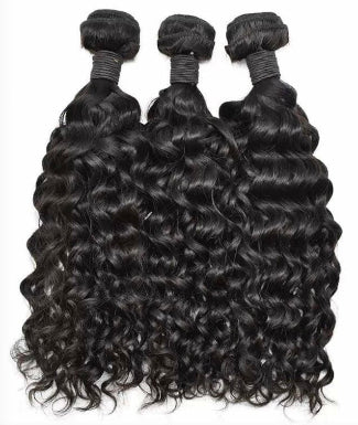 Three bundles of Brazilian water weave human hair
