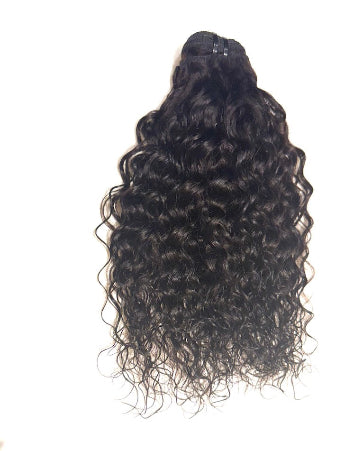 One bundle Black curly Brazilian hair extension on a white background