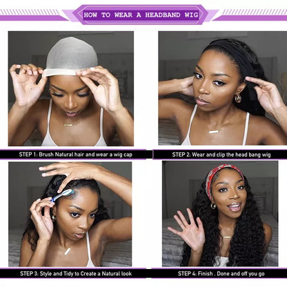 Human Hair Curly Head Band Wig