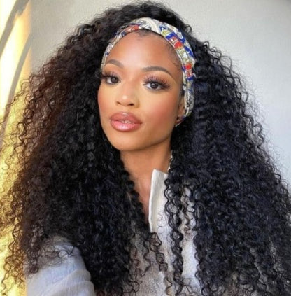 Human Hair Curly Head Band Wig